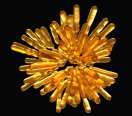 Image showing Abstract Golden frozen fluid columns in spherical shape