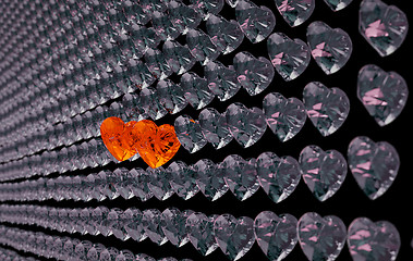 Image showing Love for couple: two red heart diamonds among grey ones