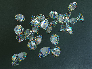 Image showing Large diamonds flow over leather background
