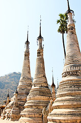 Image showing Pagoda in a temple in Inle lake,Burma