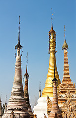 Image showing Pagoda in a temple in Inle lake,Burma