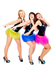 Image showing Three pretty girls singing