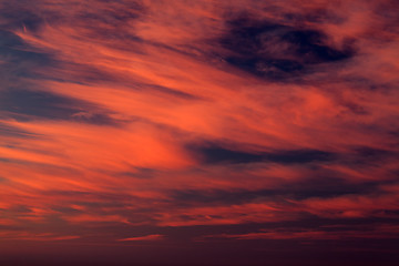 Image showing Fiery sunrise over the sea