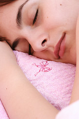 Image showing Beautiful young woman sleeping.