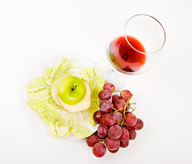 Image showing green apple in a glass of wine