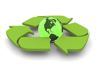 Image showing Recycling symbol with Earth