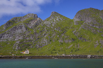 Image showing Abandoned house by fjord