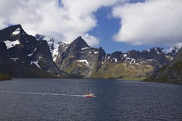 Image showing Fishing boat in fjord