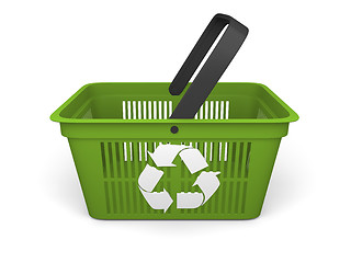 Image showing Green shopping basket