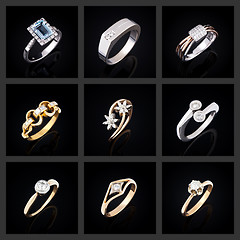 Image showing Set of diamond rings