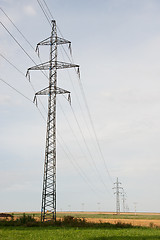 Image showing Electrical powerlines against a background of the sky 