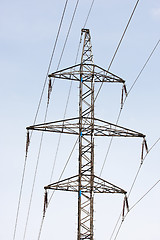 Image showing Electrical powerlines against a background of the sky 