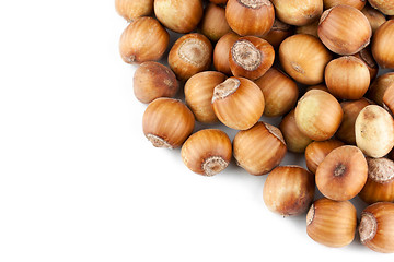 Image showing Hazelnuts pile isolated on white background 