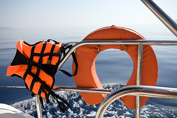 Image showing life buoy and life jacket