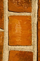 Image showing Closeup of wall made of bricks background fragment 