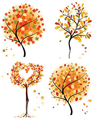 Image showing Set of four autumn tree