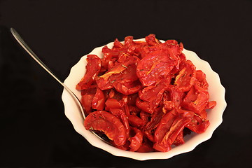 Image showing Sun-dried tomatoes on a plate