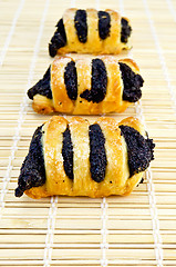 Image showing Biscuits with poppy seeds on a bamboo napkin