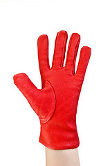 Image showing Glove red on his hand