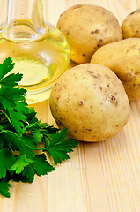 Image showing Potatoes yellow with parsley and oil