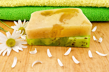 Image showing Soap homemade green and yellow