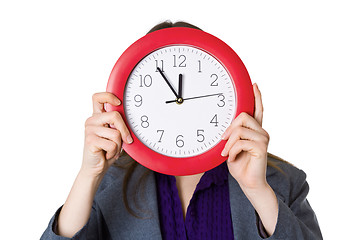 Image showing Woman with clock