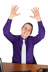 Image showing Businessman cheering