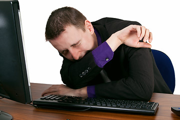 Image showing Tired businessman