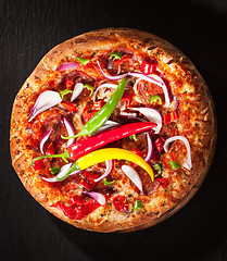 Image showing Hot chili pizzawith onion