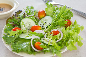 Image showing Healthy salad with sesame dressing