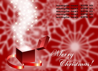 Image showing Christmas background with magic open gift box , eps10 