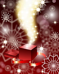 Image showing Christmas background with magic open gift box , eps10 