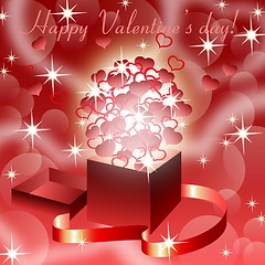 Image showing Red valentine’s  background with magic open gift box , eps10 