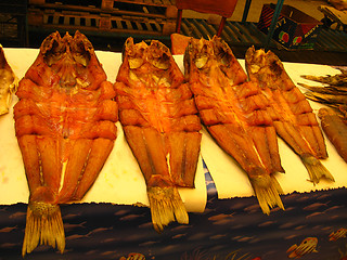 Image showing The dried and cut marine fish is on sale