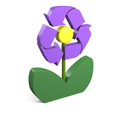 Image showing Recycling symbol on flower