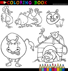 Image showing Farm Animals for Coloring Book or Page