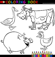 Image showing Farm Animals for Coloring Book or Page