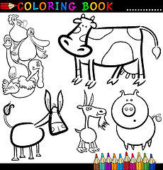 Image showing Farm Animals for Coloring Book or Page