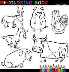 Image showing Farm Animals for Coloring Book or Page