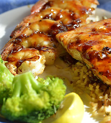 Image showing Maple Glaze Salmon And Shrimps