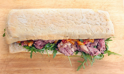 Image showing Ciabatta beef sandwich