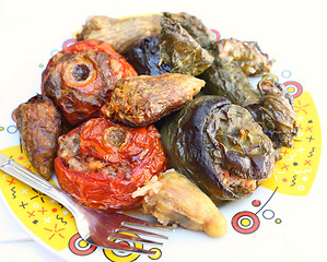 Image showing Stuffed veg three quarters view