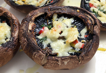 Image showing Grilled mushrooms with cheese