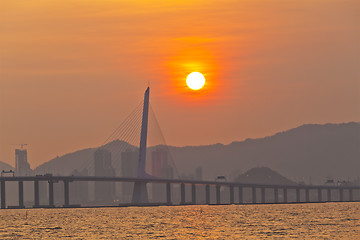 Image showing Sunset bridge in Hong Kong