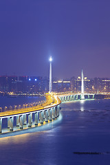 Image showing Hong Kong Shenzhen Western Corridor Bridge at night