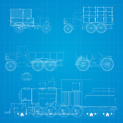 Image showing Retro cars blueprint