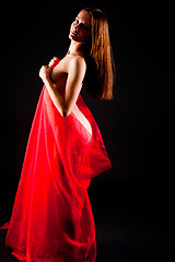 Image showing Pretty nude girl with red scarf