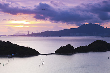 Image showing Sunset coast in Hong Kong