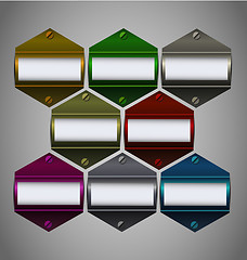 Image showing Vector metallic stickers collection with empty text 