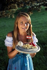 Image showing Austrian Woman with typical snack